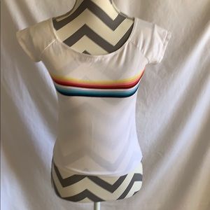 Forever 21 white tee with rainbow stripes